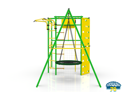 Детский уличный металлический комплекс 7 зеленый-желтый + гнездо 60 см