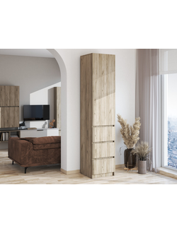 Бохо ШК-003 шкаф с ящиками 1 ств Дуб Крафт Серый/Кашемир