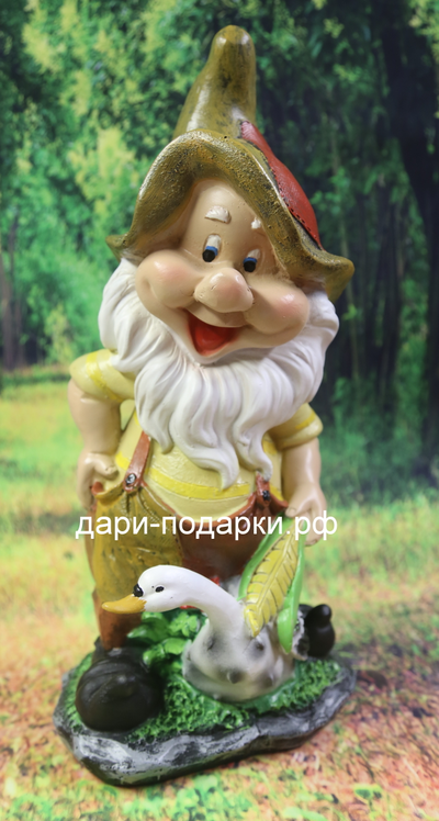 Гном с гусем 38*21см   1,9кг   полистоун Россия  1988//011022-2