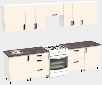 Кухня Эконом 2,4 метра (1200х1200) Цвет: Фон бежевый/Фон бежевый