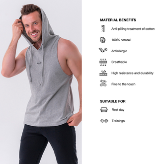 Майка Fitness Tank top with a hoodie 323 Серая (копия)