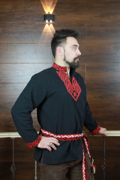 Рубаха из крапивы Сердечная со стойкой