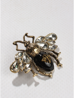 Брошь "Пчела черная" металл