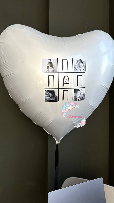 Сердце с индивидуальной надписью и фотографиями (Размер шара 91 см)