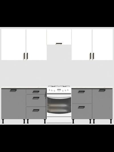Кухня Эконом 2,1 метра (600х450х600х450) Цвет: Белый/Базальт