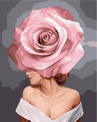 Картина по номерам 40х50 GX 38663 Девушка и розовая роза