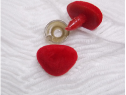 Носик бархатный с креплением 15х11мм красный