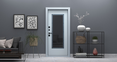 Стальная дверь   Олимп с окном и английской решеткой (терморазрыв 3к)