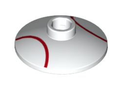 Dish 2 x 2 Inverted Radar with Red Baseball Lines / Laces Pattern, White (4740pb016 / 6227147)