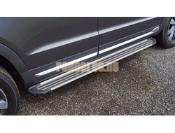 Пороги алюминиевые "Slim Line Silver" 1820 мм ТСС для Changan CS95 2024-