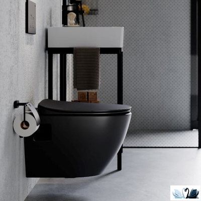Унитаз Creavit Terra Black TP325-11SM00E-0000 черный c инсталляцией - комплект с сиденьем микролифт, клавишей SPA Black (TP325-11SM00E-0000 + GR5003.01 + GP7002.02 + KC0103.03.1300E)
