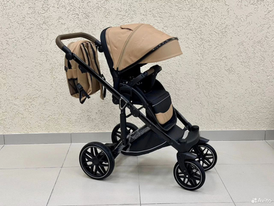 Детская коляска 3 в 1 Luxmom F2 Бежевый (Экокожа)