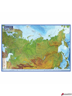 Карта России физическая 116×80 см, 1:7,5М, с ламинацией, интерактивная, европодвес, BRAUBERG. 112393