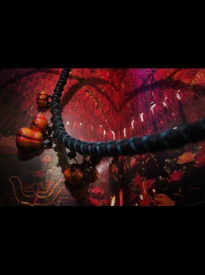 "Время Самайна", комплект украшений (серьги и колье) с тыквами к Хэллоуину