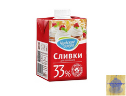 СЛИВКИ НАТУРАЛЬНЫЕ "ЧУДСКОЕ ОЗЕРО" 33%, 500 мл