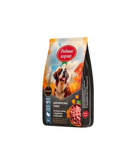 Родные Корма Сухой корм для взрослых собак крупных пород с Индейкой и овощами 2 кг