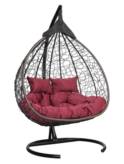 Подвесное двухместное кресло-кокон ЛАУРА FISHT коричневый + каркас