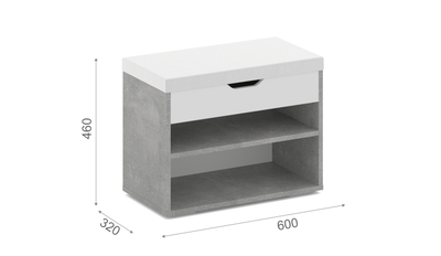 Тумба для обуви Аризона малая Ателье светлый, белый (вайт)
