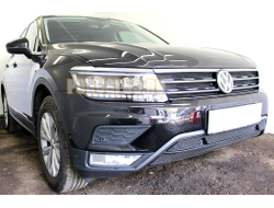 Защита радиатора Volkswagen Tiguan II 2016- black низ (Off-Road) PREMIUM