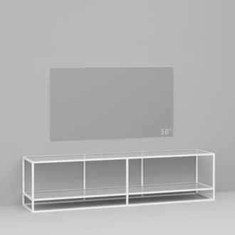 Тумба TV stand 160 lite 2 white прозрачное стекло