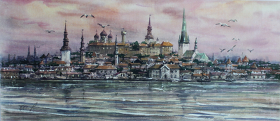 "Городской пейзаж" хромолитография 2000-е годы