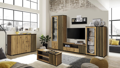 Композиция гостиной ЛИБЕРТИ (опора 20мм) Дуб Вотан/Черный