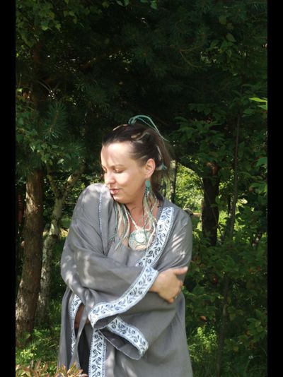 Халат-кимоно из конопли с вышивкой