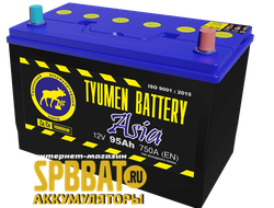 Аккумулятор Тюмень Азия 95 Ач ток 750А (TYUMEN BATTERY Asia) 6СТ-95LR (Ca/Ca) О/П (303x172x222) обратная полярность - +