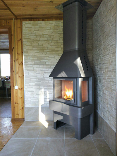 Экокамин Бавария три стекла графит