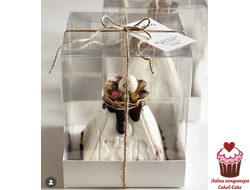 Коробка с прозрачной крышкой белая 15х15х20 см