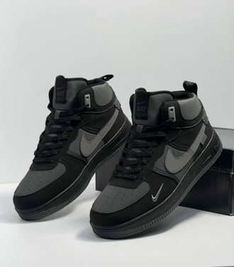 Nike Air Force 1 Mid Grey Black  Зимние