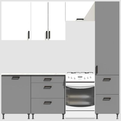 Кухня Эконом 1,8 метра с колонкой (1300х500) Цвет: Белый/Базальт