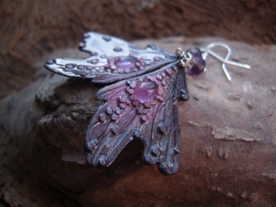 Волшебные серьги с аметистом "Крылышки Причудливой Феи"