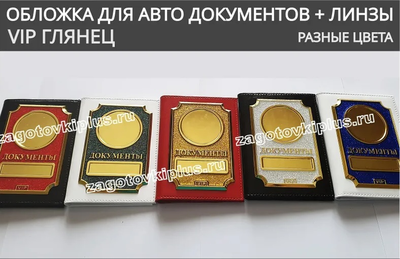 Обложка "VIP ночное сияние" из красной натуральной глянцевой кожи для авто документов с линзами