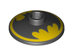 Dish 2 x 2 Inverted Radar with Black Batman Logo on Yellow Background Pattern, Black (4740pb018 / 6271081)