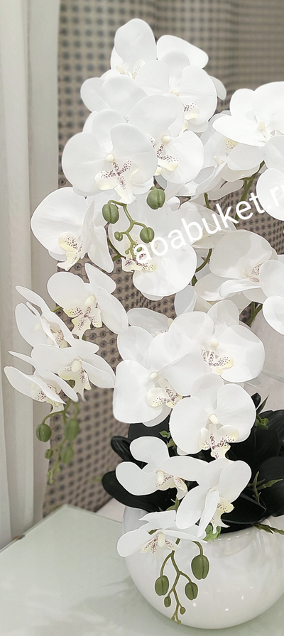Композиция из искусственных цветов Орхидея белая № ОР025/Искусственные цветы Орхидеи