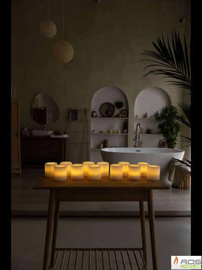 Набор LED свечей с парафиновыми плафонами (9,2*10см - 12шт), &quot;Цветной&quot;