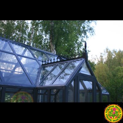 Базовая комплектация теплицы в английском стиле с холлом из стекала и алюминия ЕЛИЗАВЕТА 6000 х 3000 мм