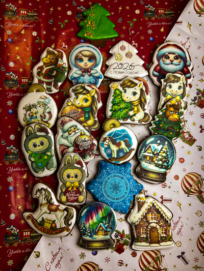 Новогодние macarons с печатью с пряником