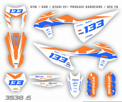 Наклейки на мотоцикл KTM 125-450 SX, SXF 2019-2022, EXC 2020-2023/GR8 #3538