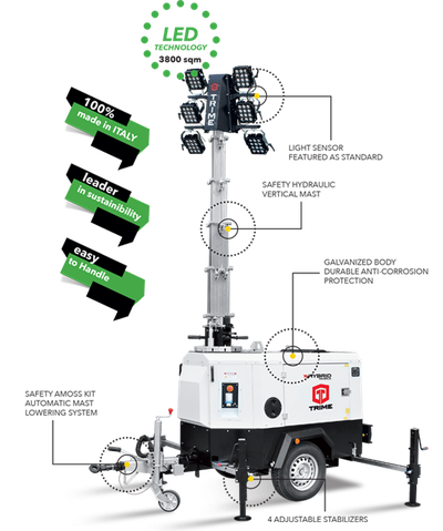 Гибридная осветительная мачта TRIME X-HYBRID MOBILE 6X150W LED (9м)