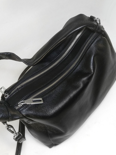 (АРТИКУЛ: 10123/1/5) СУМКА, СРЕДНЕГО РАЗМЕРА, НАТУРАЛЬНАЯ КОЖА, ЧЕРНАЯ, ДВА ОТДЕЛЕНИЯ, ЧЕРЕЗ ПЛЕЧО