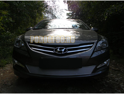 Защита радиатора Hyundai Solaris 2014-2017 chrome PREMIUM