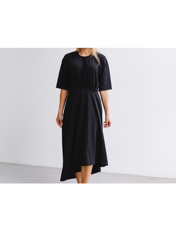 Платье-футболка с асимметричным подолом  (черный)