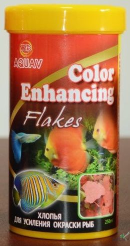 AQUAV Color Enhancing Flakes 100мл - Универсальный корм в хлопьях для усиления окраски рыб