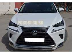 Защита переднего бампера двойная  d60/42 для Lexus NX200/NX300 2017-