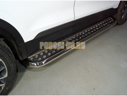 Пороги с площадкой 60,3 мм ТСС для Geely Coolray 2020-2024