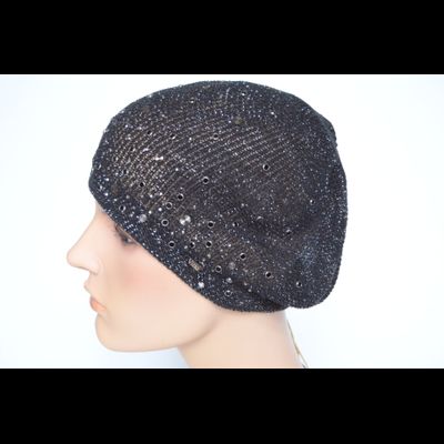 Черный берет летний с украшениями Vizio Италия 6625 ВО
