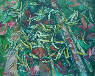 Картина «Стручки зеленого горошка на скатерти» 2011 Сырбу А.Н.