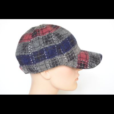 Зимняя клетчатая бейсболка Vizio Италия 1039 VE черная с бордовым